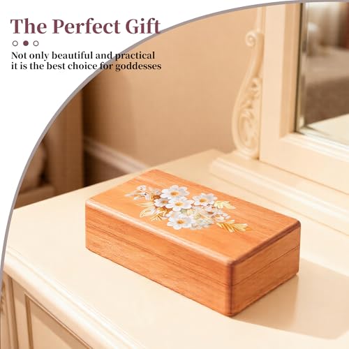 Travel Jewelry Case Small Wood Jewelry Organizer Jewelry Box for Women (Pine Wood Print B) - color: Pine Wood Print B