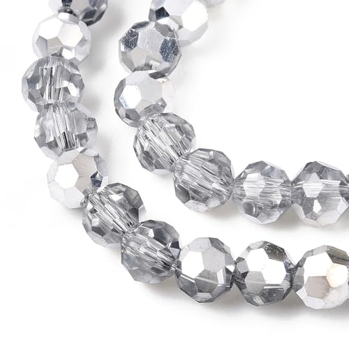 Perlin Czech Bohemian Crystal Glass Beads Faceted Round 4mm 90 Pieces Loose Spacer 1 Strand Beads for DIY Jewelry Earrings Necklace Bracelet Making (Crystal Silver) - color: Silver crystal