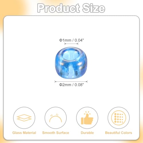 uxcell 2000 Pcs Glass Seed Beads Bulk, 2mm Mini Glass Bugle Beads for DIY Earrings, Necklaces, Bracelets, Jewelry Making, Light Blue - color: Light Blue, size: 2mm