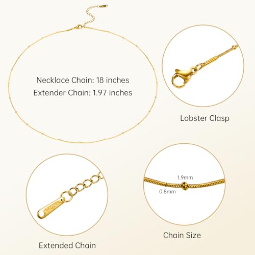 SMYHTGLIF 12 Pcs Stainless Steel Round Snake Necklace Chain Bulk Gold Necklace Chain for Women DIY Jewelry Making - color: Gold Snake Bead, size: 18 inches