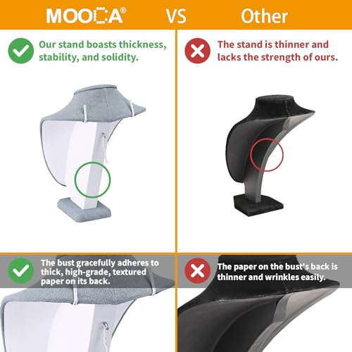 MOOCA Small Linen Covered Wood Jewelry Display Necklace Chain Jewelry Bust Display Holder Stand, Necklaces Mannequin, 7 1/4 in Height, Dim Gray Linen - color: 9) Dim Gray Linen, 1 piece
