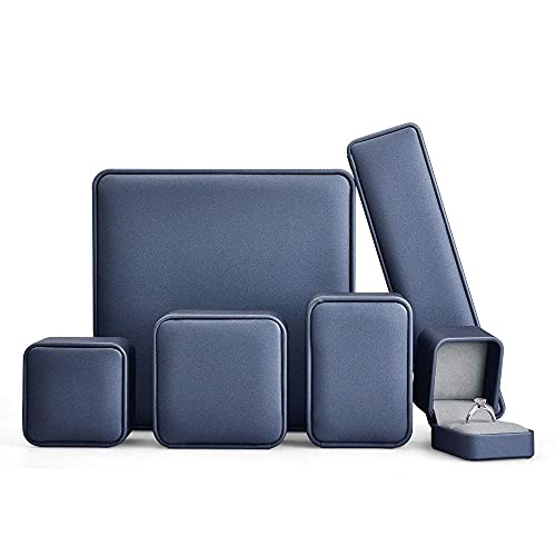 Blue Round Corner Earrings Gift Box PU Leather Jewelry Earring Gift Packaging Box - color: Earring box