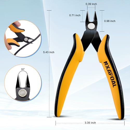 Micro Wire Cutters, 5.4 Inch Flush Cutters, 1 Pack Sharp Spring Loaded Micro Diagonal Cutters for Jewelry, Zip Ties, Electronics & DIY with Soft Grip Handles (Yellow & Black) - color: 1 Pack