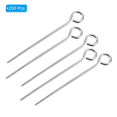 PATIKIL 200Pcs 304 Stainless Steel Jewelry Eye Pins 30mm 22 Gauge Silver Open Eye Pins for Jewelry Making DIY Craft Necklaces Bracelets Earrings - color: Silver, size: 30mm