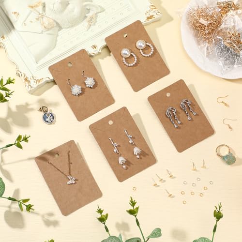 Tondiamo 2400 Pcs Earring Making Kit, Include Bright Gold, Silver and Gold Ear Hooks, 300 Earrings Cards Anti Sensitive Earring Making Tool with Jump Rings and OPP Bags for Repair(Brown Cards) - color: Brown Cards