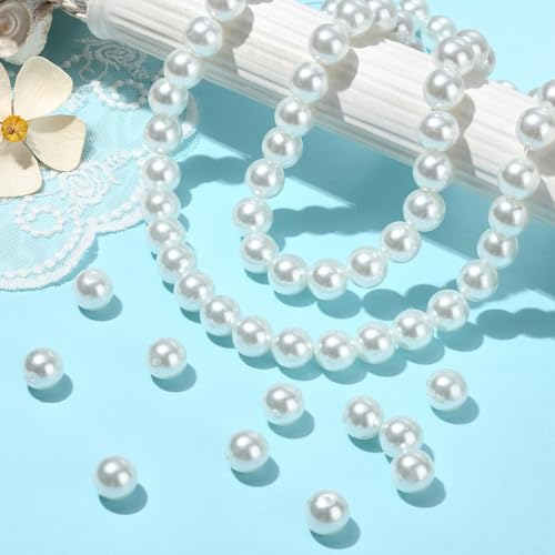 DanLingJewelry 70Pcs 12mm White Glass Pearl Beads Imitation Pearl Round Beads for DIY Craft Necklaces Bracelets Jewelry Making - color: 70pcs - Glass Pearl