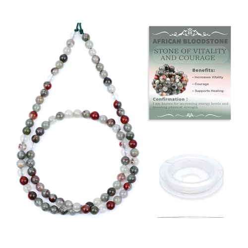 Natural Stone Beads Round Genuine Real Stone Beading Strand Loose Gemstones DIY Smooth Bead for Bracelet Necklace Earrings Jewelry Making (African Bloodstone, 4mm 90 Pieces) - color: African Bloodstone, size: 4mm 90pcs
