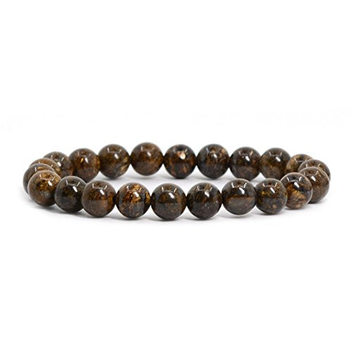 Justinstones 8mm Round Beads Stretch Bracelet 7 Inch Unisex - color: Bronzite