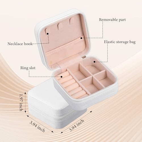 12 Pack White Travel Jewelry Case, PU Leather Mini Jewelry Organizer Box, Portable Earring Storage Box for Women, Girls, Bridesmaid Gifts(3.94 x 3.94 x 1.97 Inches)