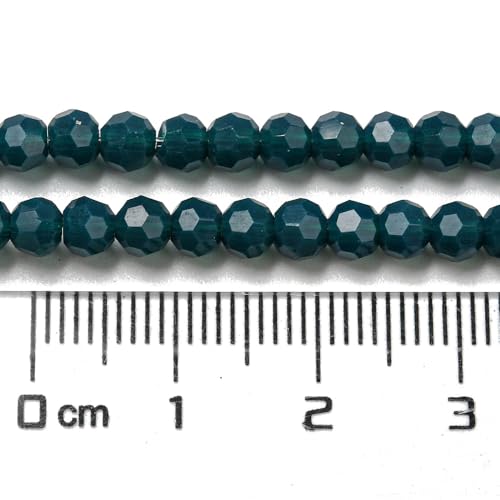 Perlin Czech Bohemian Crystal Glass Beads Faceted Round 4mm 90 Pieces Loose Spacer 1 Strand Beads for DIY Jewelry Earrings Necklace Bracelet Making (Indian Sapphire Opaque) - color: Indian Sapphire Opaque