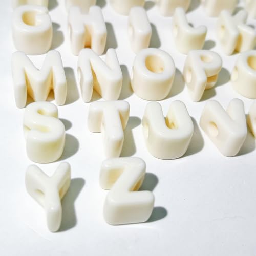 26 Large 6mm Hole Letter Beads, 20mm Beads A to Z,for DIY Jewelry Making Kit Friendship Bracelet Key Chain and Educators to Learn Letters (26 A to Z White) - color: 26 A to Z White