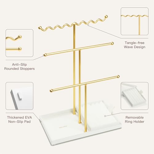 Jewelry Stand Holder Organizer, 3 Tier Bracelet Holder Display with Detachable Velvet Tray, Elegant Jewlery Tower for Display Bracelet, Necklace, Earrings, Rings (Beige) - color: Beige