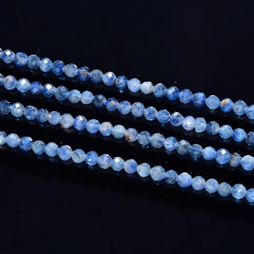Adabele 15 Inch Natural Blue Kyanite Healing Gemstone 3mm (0.12 Inch) Tiny Small Faceted Round Loose Beads Stone Spacer (120-130pcs) for Craft Jewelry Making GK3-21 - color: Kyanite, size: 3mm (0.12") - 15 inch/1 strand