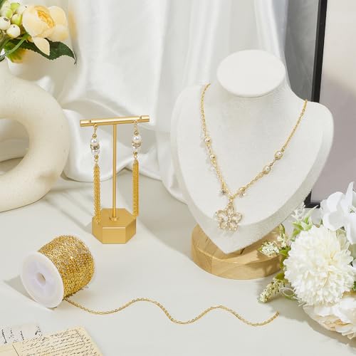 PH PandaHall 33 ft Necklace Chains 2.2mm Golden Iron Cross Chains Link Flat O-Shaped Cable Chains Craft Jewelry Chain for DIY Necklace Bracelet Jewelry Making Valentine, 3x2.2x0.6mm - color: Golden-3x2.2x0.6mm, size: 3x2.2x0.6mm