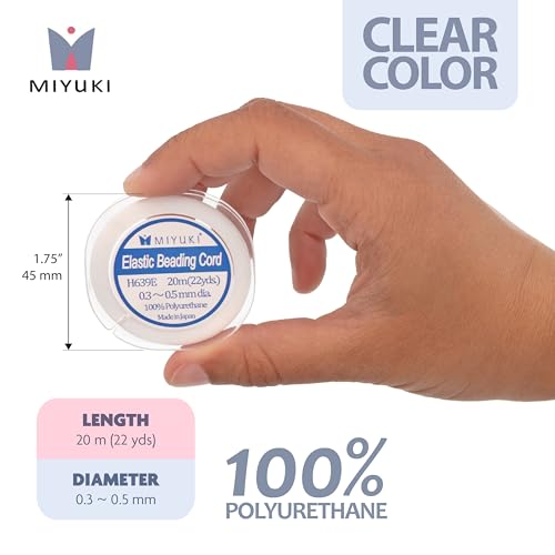 Miyuki Elastic Beading Cord – Clear, 0.5 mm Diameter, 20 Meter Spool, Premium Stretch String for Jewelry Making and Beadwork (Pack of 2) - size: 0.5 mm - 20 Meter (Pack of 2)