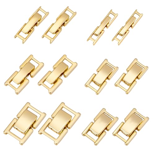 PH PandaHall 12Pcs 24K Gold Plated Foldover Clasps 6 Styles 15~17mm | Watch Band Clasps, Jewelry Extenders Closures Fold Over Clasp for Necklaces Bracelets DIY Jewelry Crafts