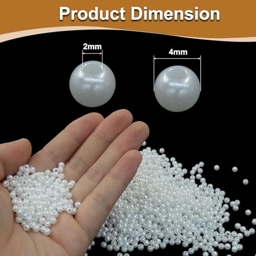 2500 Pcs 4mm White Acrylic Round Beads, Pearl-Luster Loose Beads for Adult Jewelry Making, Bracelet and Necklace Crafting Supplies - color: White