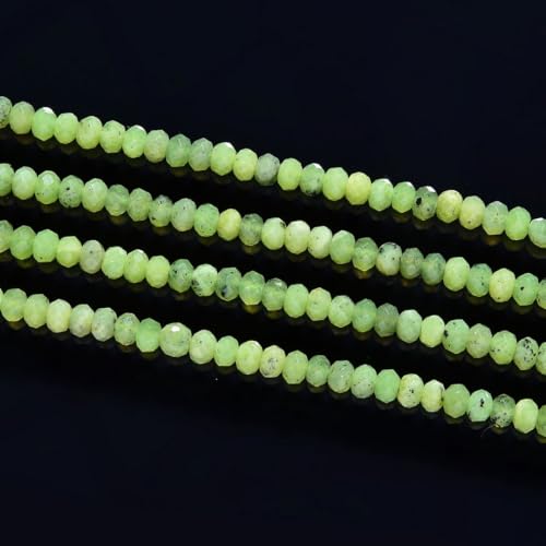 Adabele 15 Inch Natural Green Canadian Nephrite Jade Healing Gemstone 4mm x 3mm Tiny Small Faceted Round Rondelle Loose Beads Stone Spacer (135-145pcs) GK-B4 - color: Canadian Nephrite Jade, size: 4mm x 3mm - 15 inch/1 strand