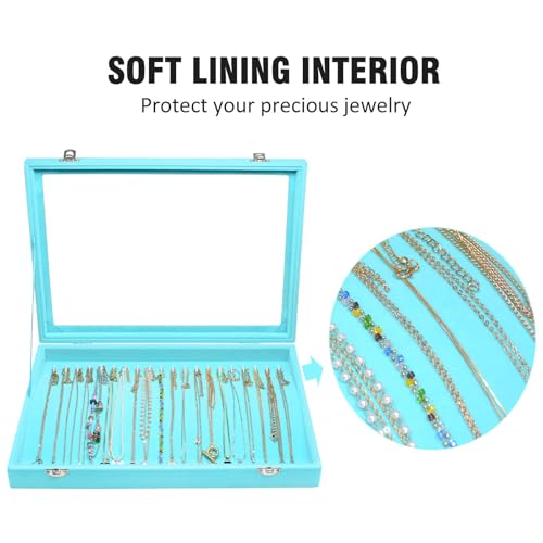 Vicoter Velvet Necklace Display Jewelry Tray 20 Hook Necklace Tray Necklace Pendant Jewelry Tray for Women and Girls - color: Light Blue, size: 20 Hook