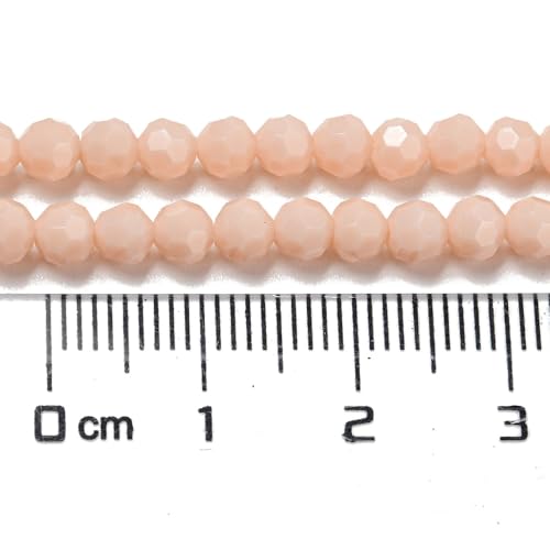 Perlin Czech Bohemian Crystal Glass Beads Faceted Round 4mm 90 Pieces Loose Spacer 1 Strand Beads for DIY Jewelry Earrings Necklace Bracelet Making (Powder Pink Opaque) - color: Powder Pink Opaque