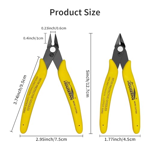 Flush Cutters, 10 Pack, 5 Inch Micro Flush Cut Pliers with Spring, Side Cut Nippers, Mini Wire Cutters Model Nippers Flush Cutters for Jewelry Making, Plastic Models, Zip Ties, Electronics - color: Yellow 10 Pack