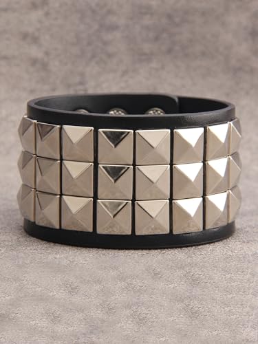 GelConnie Leather Cuff Bracelet Punk Braided Bracelets Rock Leather Wristbands Faux Mens Leather Bracelet Gothic Viking Bangle Adjustable Wrap Bracelet for Women,Men - color: Cuff Leather Bracelet