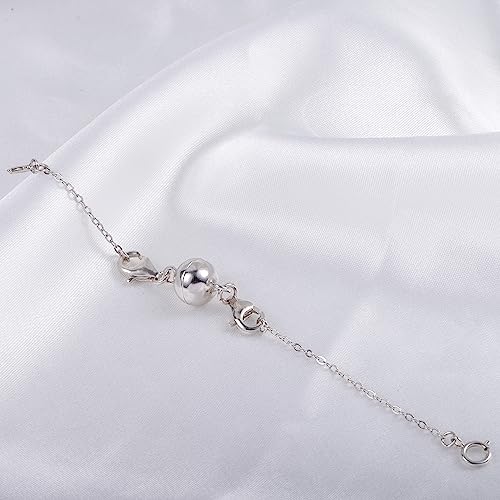 Necklace Extender Magnetic Necklace Clasps and Closures 14K Gold Plated 925 Sterling Silver Extension Magnetic Jewelry Clasps for Bracelet Extenders - color: B-Silver