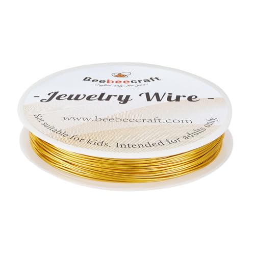 Beebeecraft 1 Roll 30M Round Wire 18K Gold Plated Brass Dead Soft Jewelry Craft Wire for Air Plant Gardening Crafts Wrap Jewelry Making Supplies - color: 18k Gold