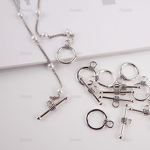 AUEAR, 150 Sets Silver Toggle Jewelry Clasps Necklace OT for Making - color: Silver, size: 150 Set