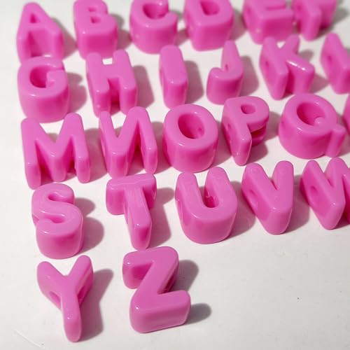 26PCS Large 6mm Hole Letter Beads, 20mm Acrylic Beads A to Z,for DIY Jewelry Making Kit Friendship Bracelet Key Chain and Bag Charm (26 A to Z Pink) - color: 26 A to Z Pink