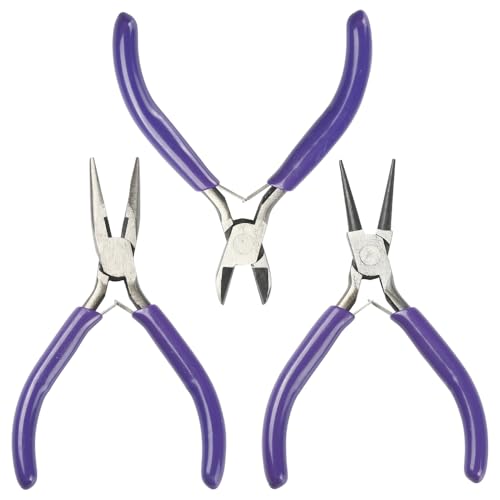 Pliers for Jewelry Making, Jewelry Pliers Set Includes Needle Nose Pliers, Round Nose Plier and Wire Cutters, Jewelry Making Tools for Jewelry Repair, Wire Wrapping, Beading and Crafts - color: Bluish Violet