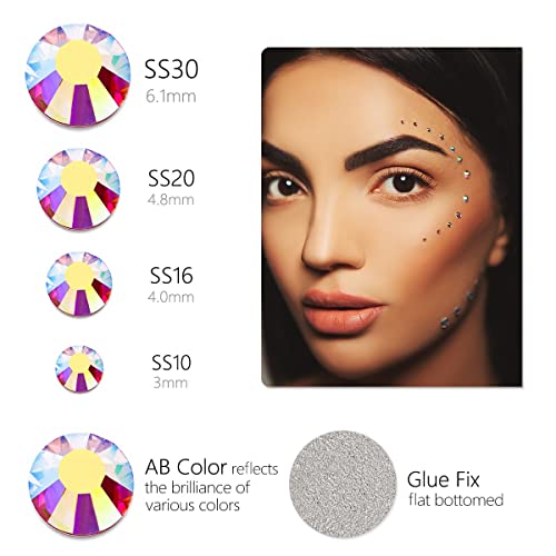 1440pcs SS16 4.0mm Crystal AB Flatback Rhinestones Bulk K9 Glass Crystal White AB Gems Round Beads Stones Diamonds Nail Charms Jewels Nail Art Supplies for Nails Eyes Face Makeup Crafts DIY Tumblers - color: Crystal AB, size: Ss16
