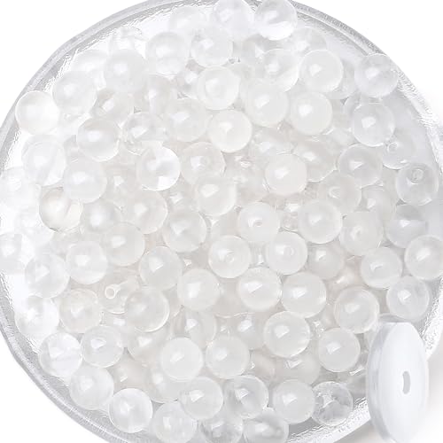 QINJIEJIE 100PCS Clear Crystal Beads 8mm Natural Stone Beads Round Loose Gemstone Bead for Bracelet Beading Crystal Jewelry Making DIY Necklace Earrings 0.32" - color: Clear Crystal, size: 100PCS