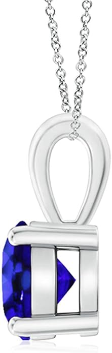 Angara Natural Tanzanite Solitaire Pendant for Women | Round Tanzanite Solitaire Pendant Necklace in 14K Solid Gold/Silver/Platinum With 18" Chain | December Birthday, Gemstone Jewelry Gift
