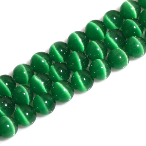 HAAMIIQII 6mm Grass Green Cat Eye Glass Round Crystal Stone Loose Gemstone Beads for Jewelry Making Bracelets Necklaces Earrings Crafts (60-65pcs) - color: Grass Green, size: 6mm (60pcs)