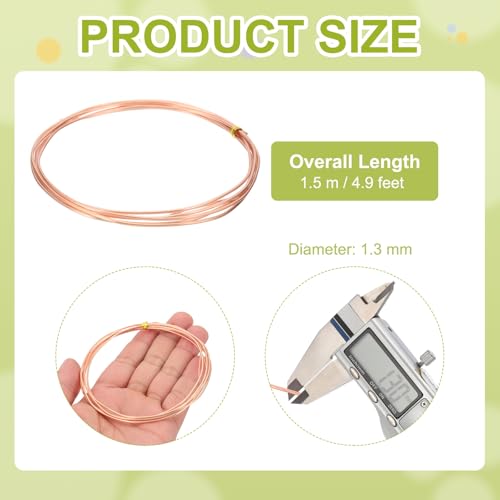 PATIKIL 99.9% Pure Copper Wire for Jewelry Making, 16 Gauge (1.3mm) Copper Craft Wire 4.9 Feet Beading Jewelry Making Supplies for Crafting Wreath Electroculture Gardening - size: 16 Gauge x 4.9 Feet