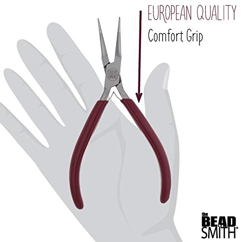 The Beadsmith Long Chain Nose Pliers – 6.25-Inches (160 mm) Jewelry-Making Tool w/Polished Steel Head, PVC Comfort Grip, & Double-Leaf Springs (Pack of 2) - size: 5.5inches (Pack of 2)