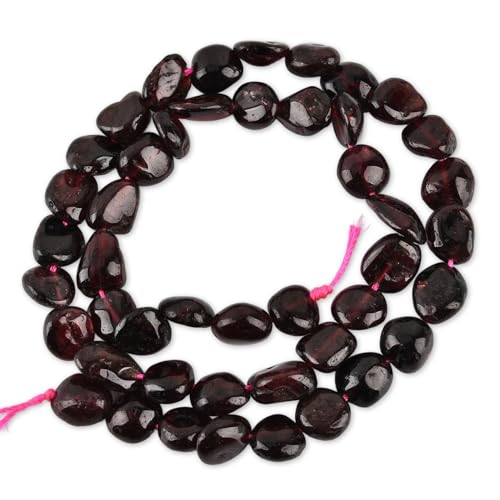 HAAMIIQII Natural Red Garnet Pebble Stone 5-8mm Small Irregular Freeform Tumbled Loose Gemstone Beads for Jewelry Making Strand 15 Inch (45-50pcs) - color: Garnet