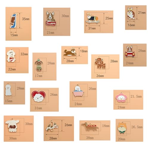 Bulk Gold Enamel Charms for Jewelry Making, Colorful Metal Charms Pendant for Bracelet Necklace and Crafting - color: Cartoon Dog Brown & White