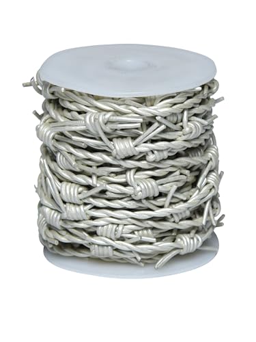 Artificial Barbed Wire Ribbon Trim Real Leather Cord for Party Home Decoration, Gift Boxes, DIY Crafts - 33 Feet Spool by Cords Essentials (Pearl) - color: Pearl