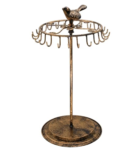 Bird Rotating Necklace Holder Bracelet Stand/Jewelry Organizer/Jewelry Tree,Bronze - color: Bronze