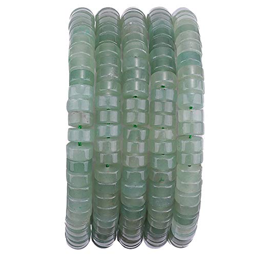 BEADIA Natural Green Aventurine Spacer Beads Caps Loose Semi Gemstone for Beading Jewelry Making 6mmx3mm 38cm - color: Green Aventurine, size: Round 6mm x 3mm