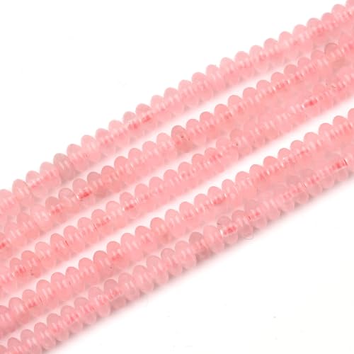 152pcs 4x2mm Natural Rose Quartz Disk Rondelle Spacer Stone Semi Precious Gemstone Loose Beads for Jewelry Making 15 Inch - color: Rose Quartz