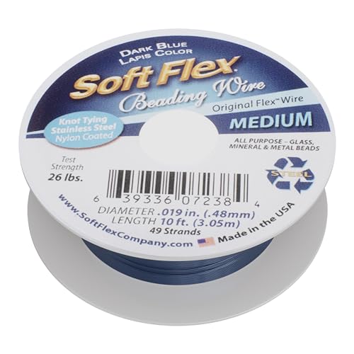 Soft Flex 49 Strand Beading Wire - Medium 0.19 Diameter - 10 Feet Nylon Design Wire - style: Dark Blue
