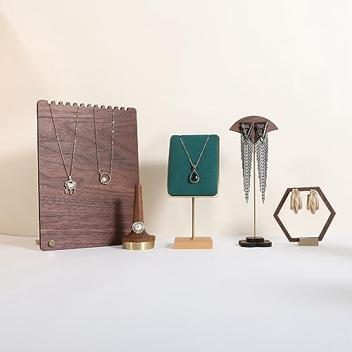 Green necklace holder small jewelry stand, Velvet necklace display stand for selling, metal jewelry organizer necklace hanger【Green】 - color: Green