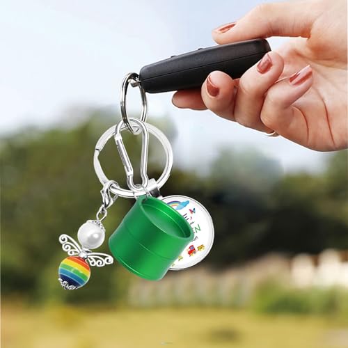 Mini Travel Ring Holder Keychain, Portable Jewelry Holder Keychain with Protective Sponge, Small Necklace Earrings Case for Gym Sports Bag Purse - color: 1-Tier Green