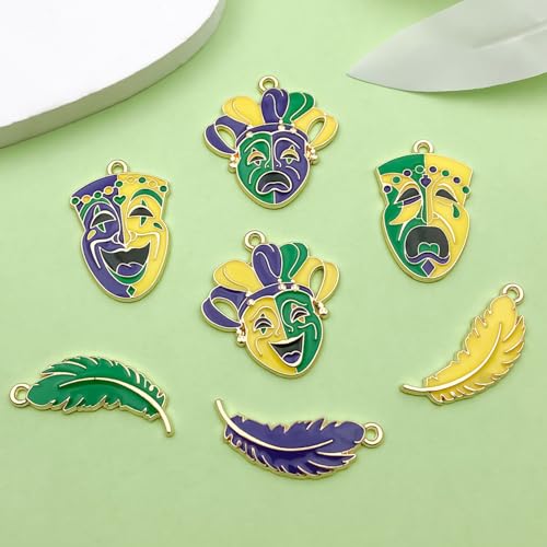 Sailanzi 21pcs Alloy enamel carnival classic comedy tragedy mask Jewelry Making DIY Keychain Earrings Pendant Various Design Charms for Jewelry Making Bracelets Necklace(SN1095) - color: SN1095