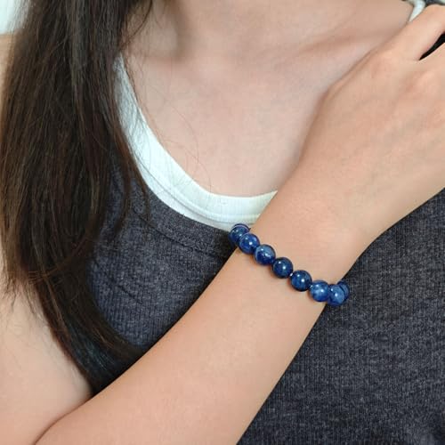 Natural Healing Gemstone Bracelet Handmade Yoga Stretch Elastic Bracelet Stress Relief Crystal Jewelry for Men and Women - color: Blue Sodalite (Wisdom), size: 10mm