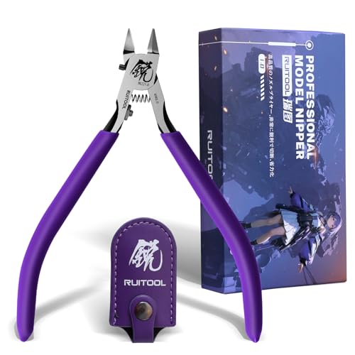 RUITOOL Model Nippers,Gundam Model Tools for Beginners to Repair and Fix Plastic Models, Ultra-thin Single-edged Non-slip Grip,4.7 Inch Sharp Cutters for Gunpla Model Building - color: Purple