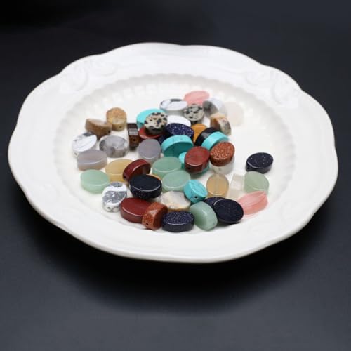40 Pcs Healing Loose Beads Oval Shape Natural Necklace Stone Pendants Crystal for Jewelry Making DIY Craft - color: oval
